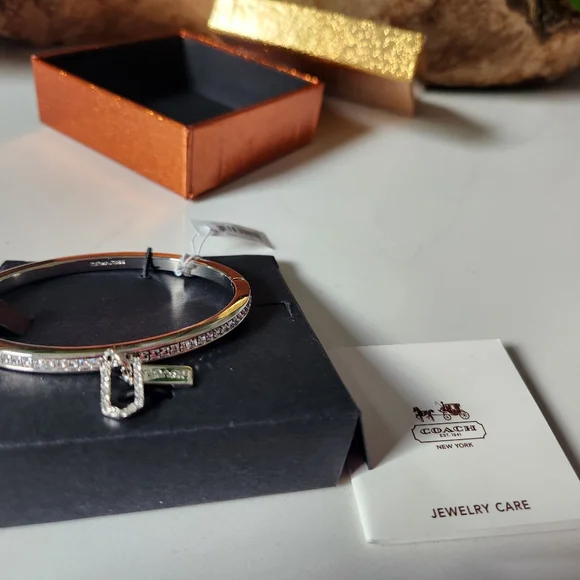 Signature COACH Pavé Multi Hangtag Hinged Bangle with Gorgeous Gift Box - Picture 4 of 10